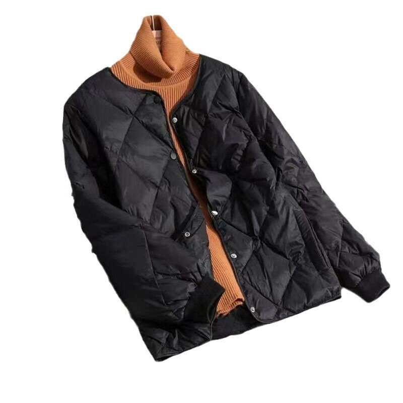 Осенне-зимняя однотонная пуховая куртка, Женская легкая Свободная куртка с хлопковой подкладкой, повседневная куртка-пуховик, женская одежда