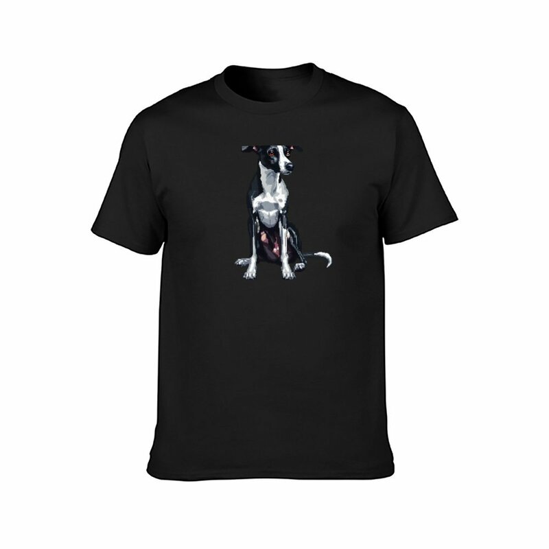 T-shirt Pixel Portrait Greyhound pour hommes, t-shirts animés, chemises de retraite graphiques