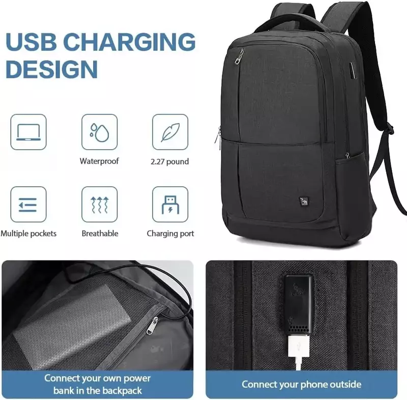OIWAS-mochila para ordenador portátil de 17 pulgadas con carga USB, morral de gran capacidad para hombre y mujer, morral de viaje para adolescentes