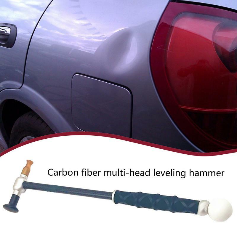 Portable Car Dent Repair Puller Carbon Fiber Multifunctional Multi Head Leveling Hammer for Car Auto Automotive Truck Vehicle
