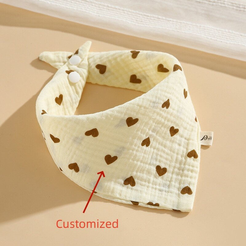 Toalha de Saliva Triangular do Bebê Recém-nascido, Algodão Burp Cloth, Quatro Camadas, Nome Personalizado, 0 a 1 Anos de Idade