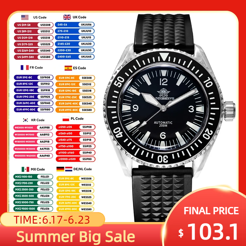 Addiesdive Japan Nh35 Automatisch Mechanisch Horloge Ad2056 Black Dail Reloj Hombre Saffier Bubble Spiegel Glas 20bar Duikhorloges