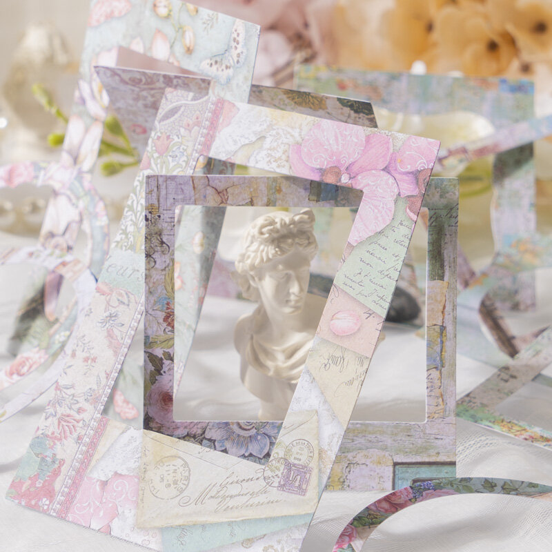10 piezas de material de papel notas adhesivas huecas gruesas tarjeta temática de la escena borde tarjeta de felicitación decorativa envoltura de regalo 195*110MM