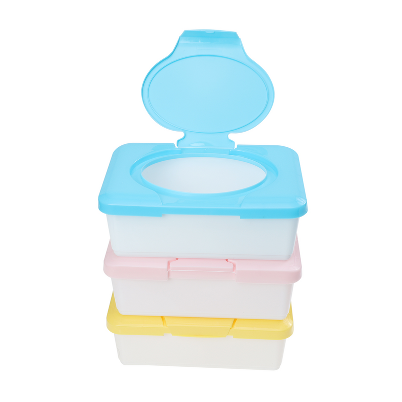3pcs Portable Boxes Refillable Container With Lids Wipes Holders
