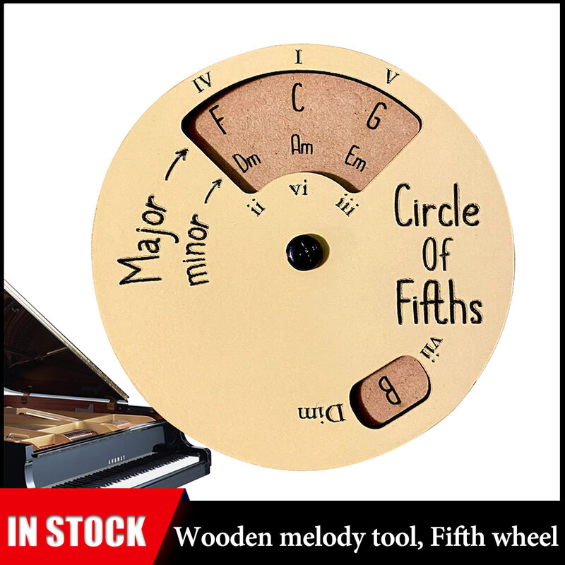 Rueda de cuerda de guitarra circular de Fifths, herramienta de melodía de madera, instrumentos musicales y accesorios, rueda de acorde para músicos
