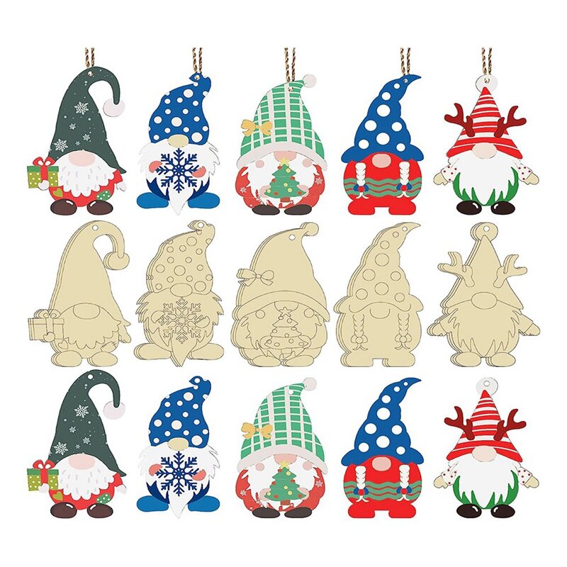 Unfinished Blank Wood Hanging Ornaments, Papai Noel, Decoração De Árvore De Natal, Artesanato DIY, Decoração De Casa, 50Pcs