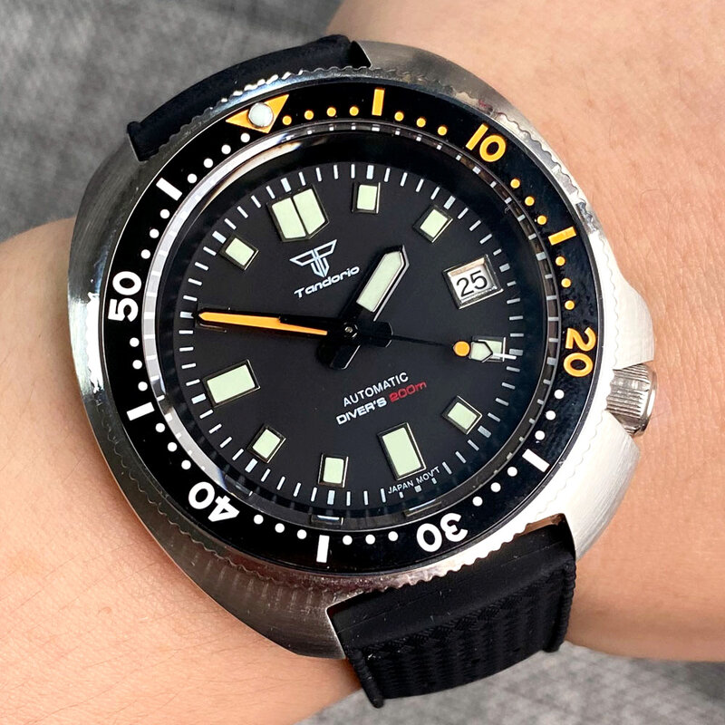 Tandorio Captain Diver Turtle orologio meccanico per uomo giappone NH35 30bar orologio da polso in acciaio impermeabile 4.1 Crown 120clicks Bezel