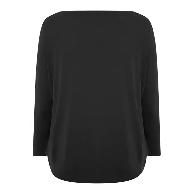 T-shirt en coton élégant à manches longues, t-shirt basique noir uni, chemisier décontracté, grande taille, 5XL, 6XL, 7XL, 8XL, printemps, automne