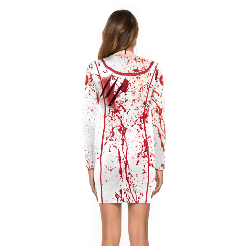Vestido de juego de rol de Halloween para mujer, fiesta de Halloween, disfraces de Cosplay de terror terrorífico, vestido de Zombie de enfermera sangrienta