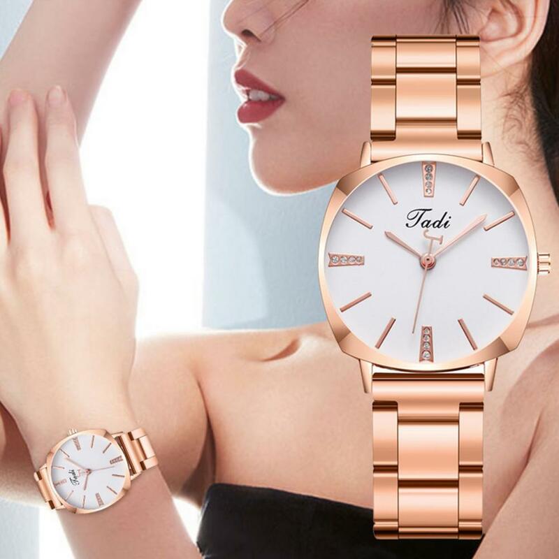 Reloj de vestir con correa de acero inoxidable para mujer, reloj elegante con diamantes de imitación, movimiento de cuarzo para cumpleaños