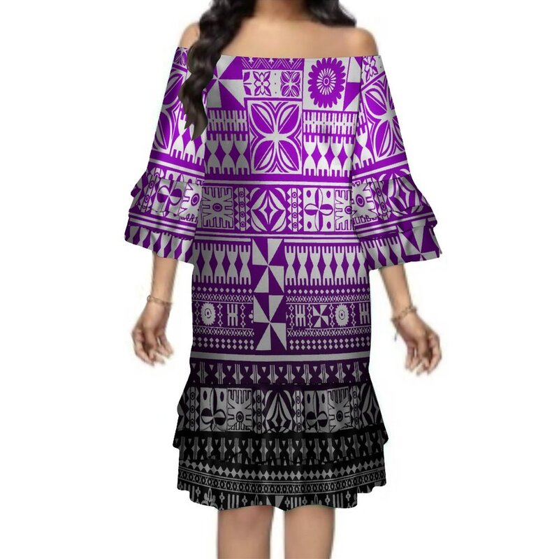 Polinezyjska nadruk w stylu Vintage na zamówienie zestaw dla par damska koszula męska letnia sukienka na jedno ramię damska spódnica z wieloma obszyciami