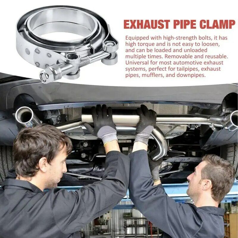 Aço inoxidável V-Shape Exhaust Flange Clamp, Automotive Recessed Abertura, Leak-Free Conexão Ferramenta para SUVs e Sedans