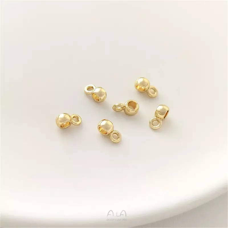 14K Gold 4mm Bucket Beads with Separated Beads Hanging Rings Handcrafted Pendant Accessories DIY Pearl Bracelet Jewelry Material