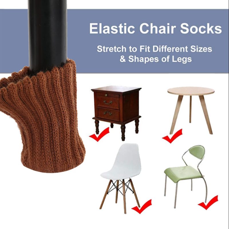 4Pcs/set Knitted Chair Leg Socks Furniture Table Leg Cover Floor Tile Protector Noise Prevention Anti Slip Sock with Felt Bottom