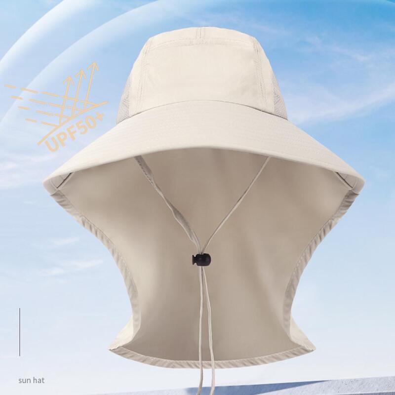 Wide Brim Sun Hat with Neck Flap for men women Adjustable Outdoor 50+UPF Protection Safari Cap Hiking Fishing Hat