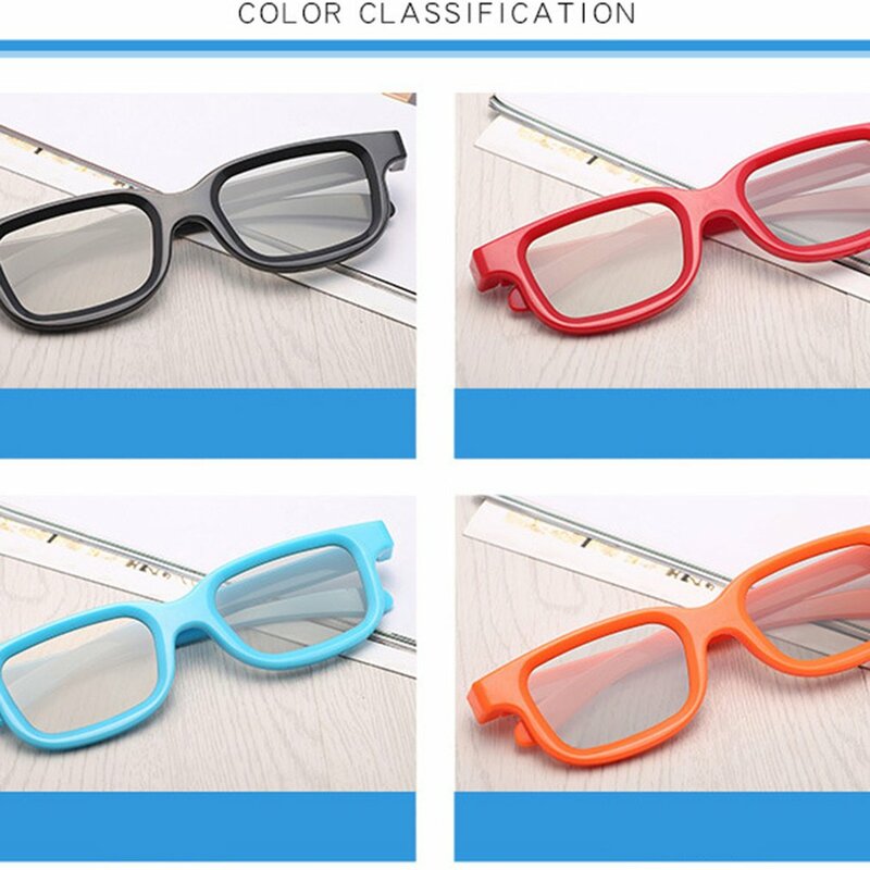 Gafas de película 3D con marco ABS Unisex, lentes estéreo universales sin Flash para cines de TV 3D