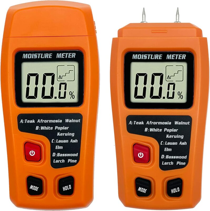 Detector digital de umidade de madeira, EMT01, 2 pinos, display LCD, testador de umidade de madeira, 0-99, 9%