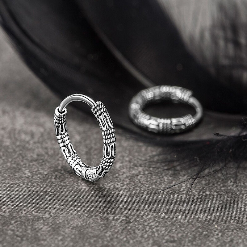 Серьги с узором-кольца женские, из стерлингового серебра 925 пробы, винтажные