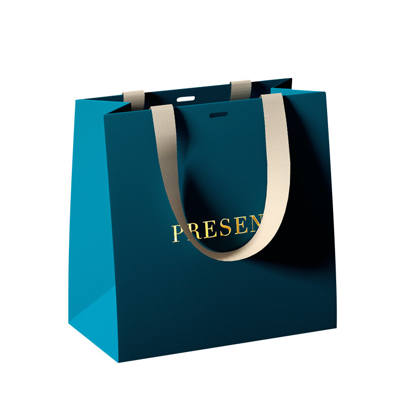 Customized product、Luxury Ribbon Handle Boutique Shopping Packaging Black Paper Bags With Your Own Logo
