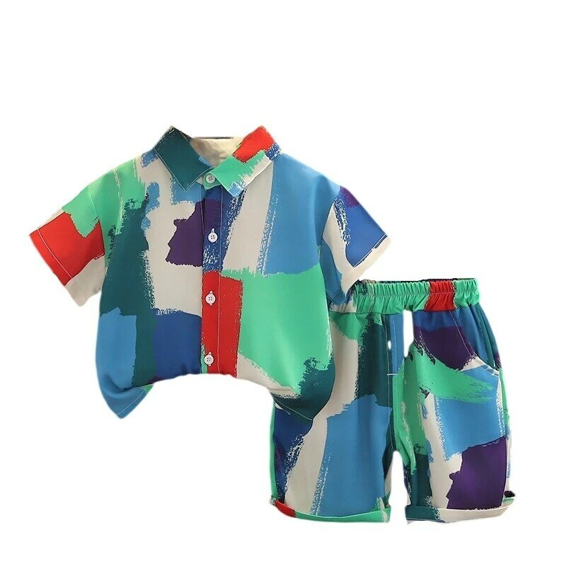 Pakaian bayi musim panas baru setelan kemeja anak-anak celana pendek 2 potong/set pakaian bayi laki-laki balita kasual olahraga kostum anak-anak pakaian olahraga