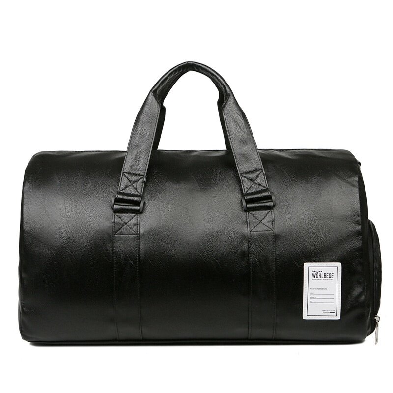 Large Capacity PU Leather Travel Duffle Bag Waterproof Fitness Gym Bag With Shoes Pocket Weekend Luggage Bag Male Hand Tote bag