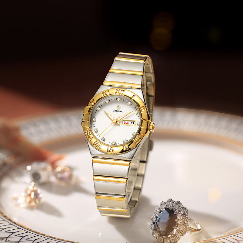 Часы WWOOR женские кварцевые с бриллиантами, элегантные брендовые маленькие наручные, наручные