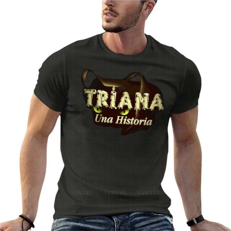 Triana Una Historia เสื้อยืดขนาดใหญ่สำหรับผู้ชาย, เสื้อยืดผ้าฝ้ายสไตล์สตรีทไซส์ใหญ่