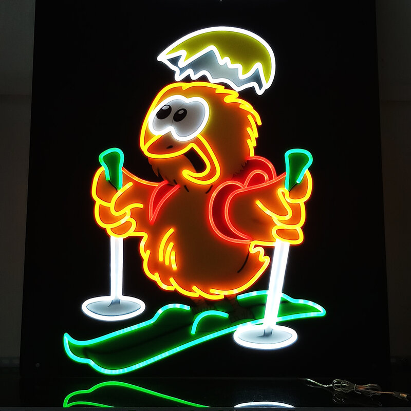 Lampu dekorasi rumah Tahun Baru tanda Neon Ski Super besar berkendara sepeda motor Sinterklas kustom