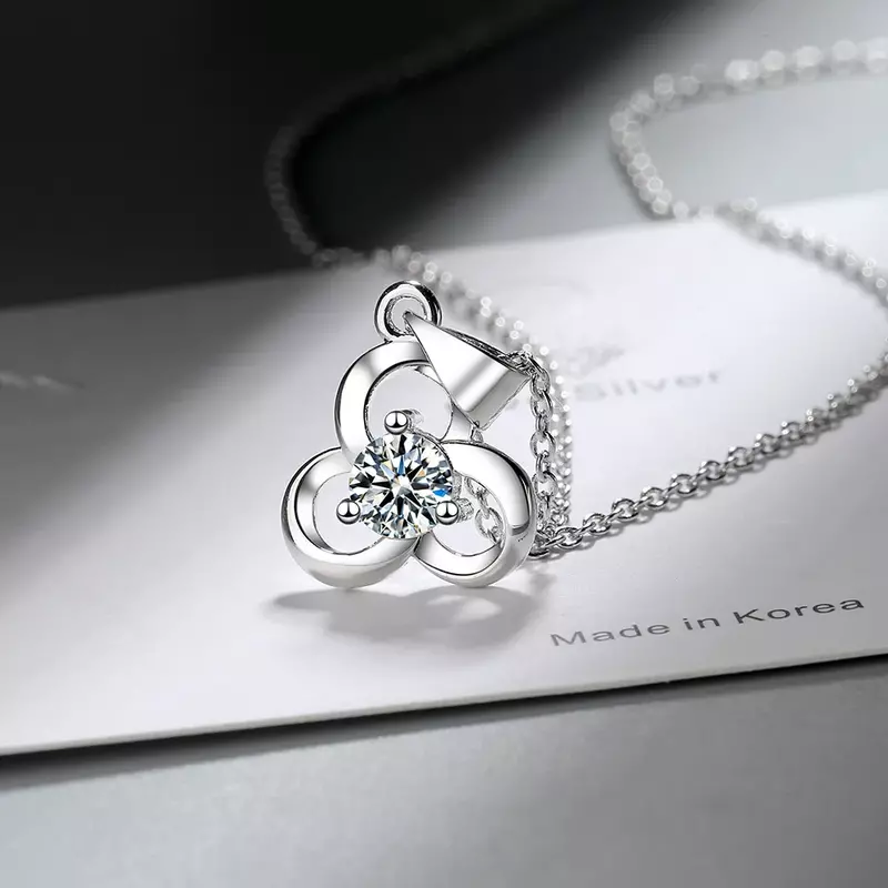 Lihong S925 Sterling Zilveren Dames Drievoudige Cirkel Diamanten Zirkoon Hanger Ketting (40Cm + 3.5Cm) Gratis Verzending Op Luxe Sieraden