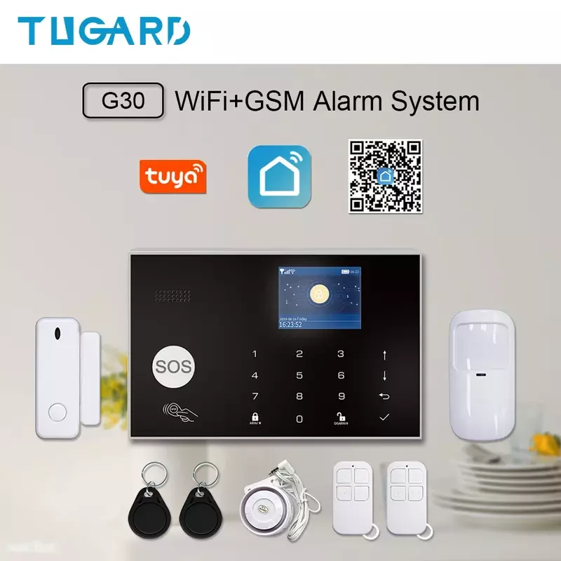 TUGARD G30 Tuya WiFi GSM Home Security Alarm System 433MHz สัญญาณกันขโมยไร้สายชุดทำงานร่วมกับ Alexa Google APP รีโมทคอนโทรล