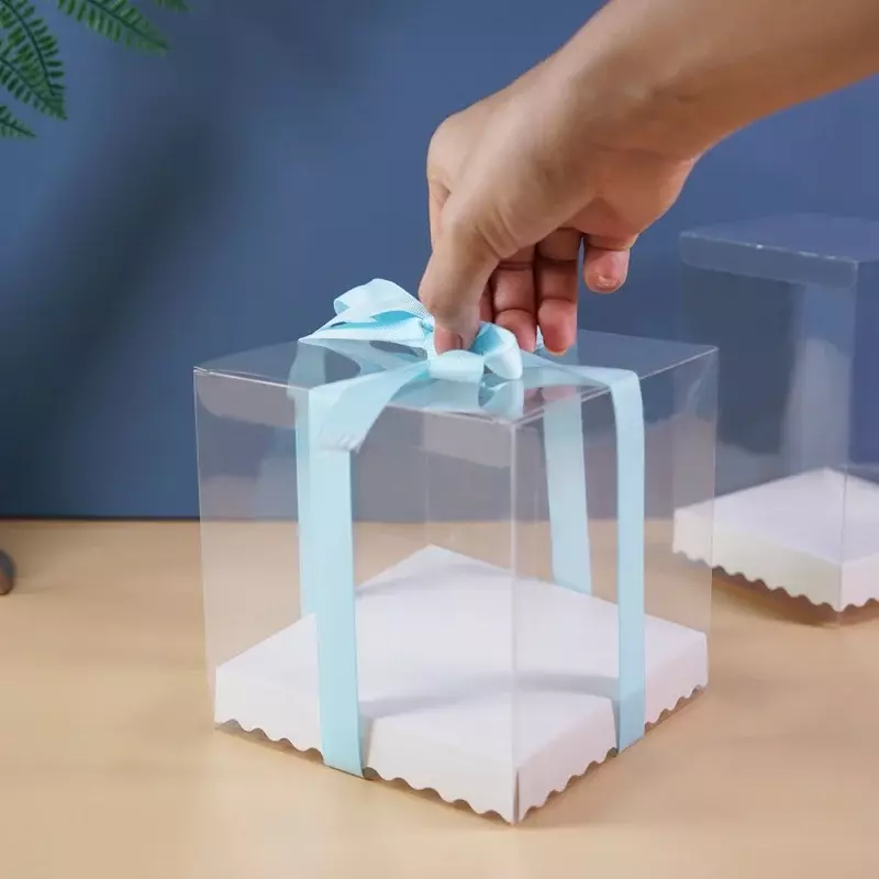 กล่องฝาใสเค้กขนมอบเบเกอรี่กระดาษแข็งสีขาวพิมพ์ลายได้ตามต้องการ