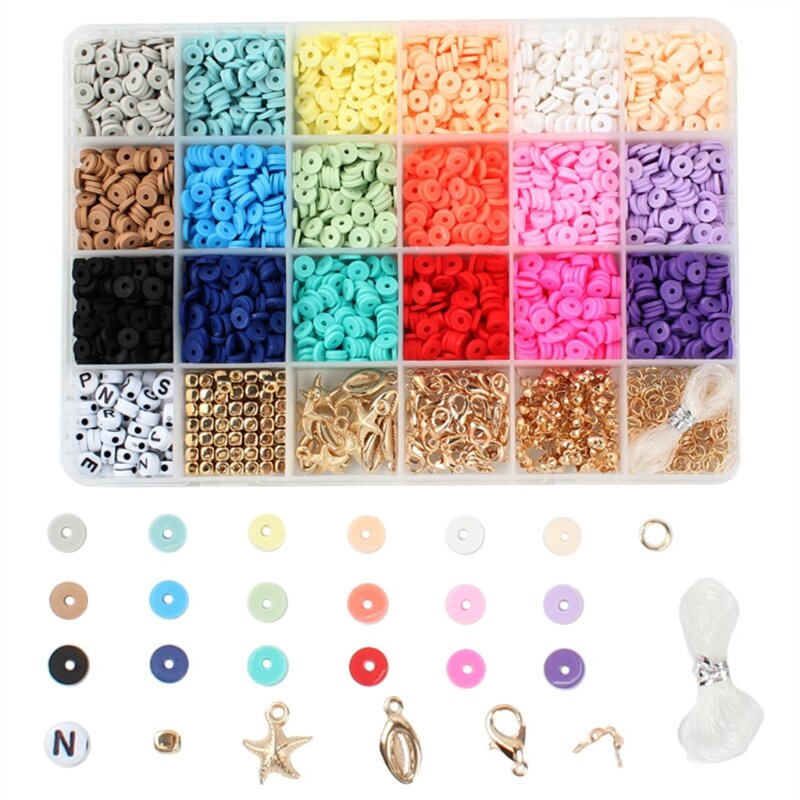 24 Gitter gemischte Formperlen für die DIY-Herstellung von Halsketten, Armbändern, Bastelset