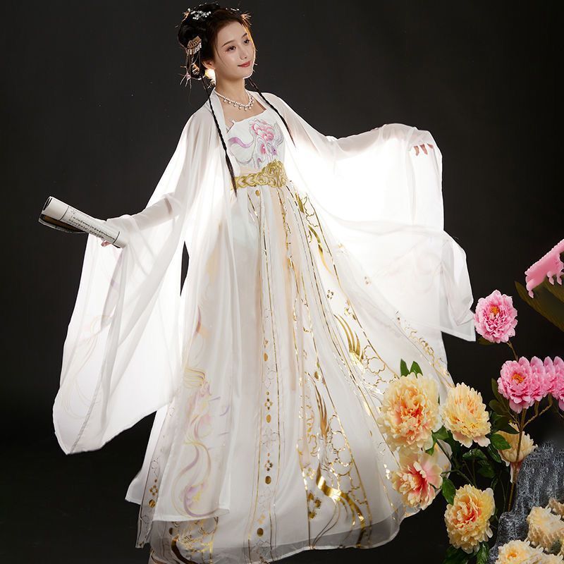 Hanfu Large Size 3XL Women Ancient Chinese Traditional Hanfu Set Female Cosplay Costume Vintage Summer Party Hanfu White Dress