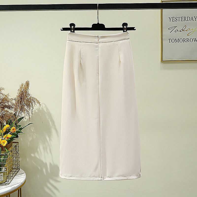 New Spring and Summer Women's Solid Color High Waist Zipper Bag Hip Shipping A-Line Slim Sexy Fashion Casual Commuter Skirt