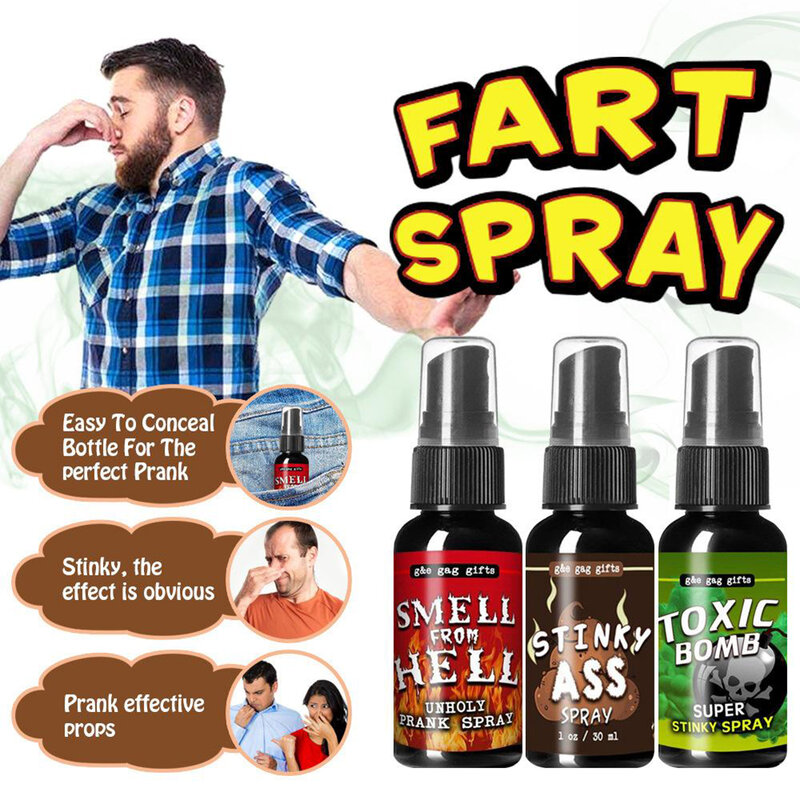 30ML Liquid Fart Spray Can Stink Bomb Ass-Smelly Stinky Gas Crap Gag Prank Novelties Toy Joke Party Supplies