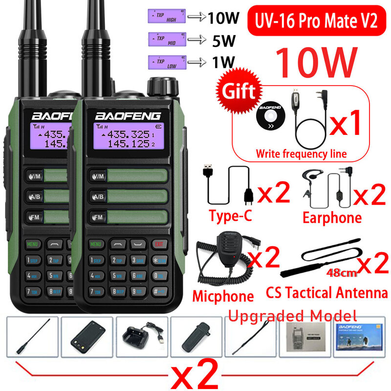 BaoFeng-walkie-talkie profesional UV-16 PRO Mate V2, radio bidireccional de largo alcance, UV16, 50KM, actualización UV5R MAX V2 UV9R UV10R, paquete de 2