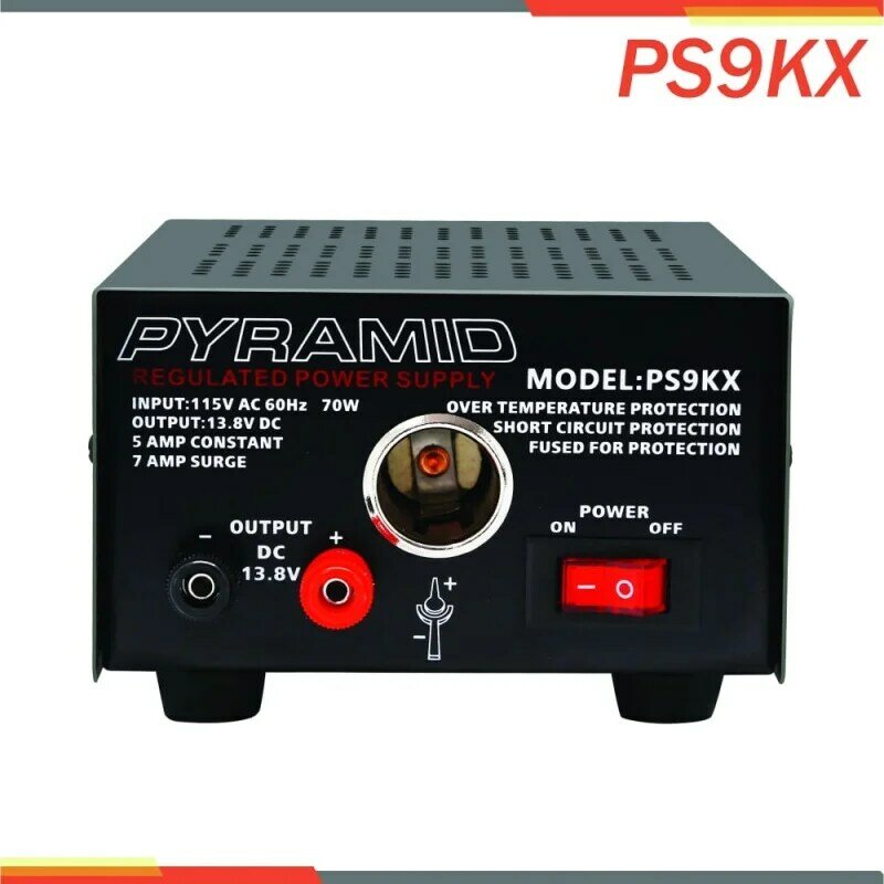 Pyramide ps9kx Universal-Kompaktbank-Netzteil-5 Ampere linear geregelter Heimlabor-Tisch konverter mit 13,8 Volt Gleichstrom 115V Wechselstrom 70