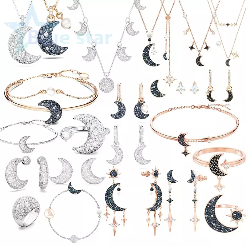 Colar e brincos Luna Moon Goddess Set para mulheres, joias de festa, moda tendência, verão, 2023