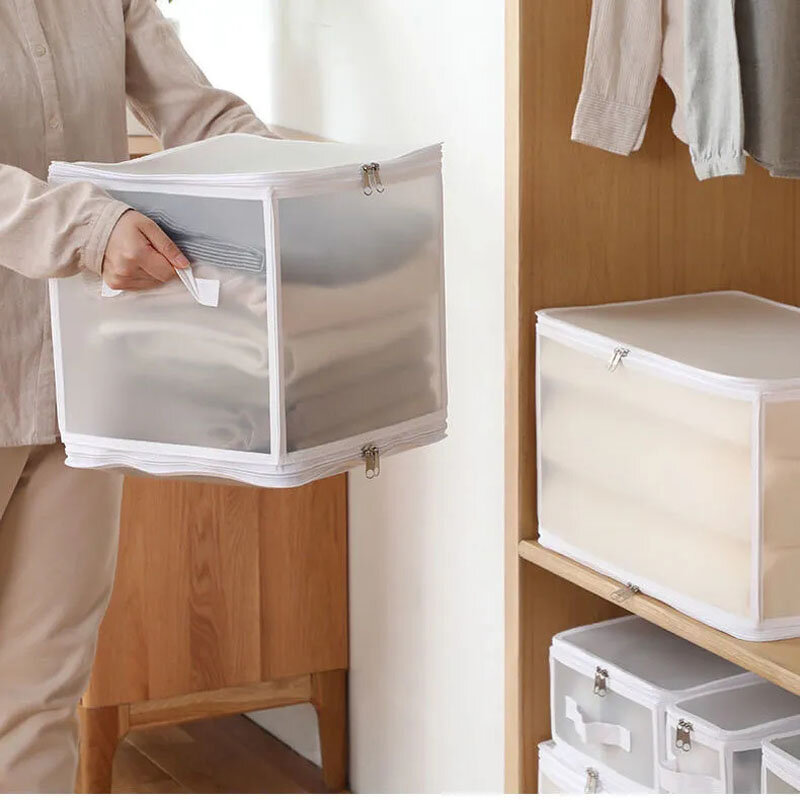 أسلوب بسيط المنزلية البلاستيك الشفاف أشتات صندوق تخزين الملابس طوي لحاف المنظم لعبة ذات سعة كبيرة صندوق تخزين