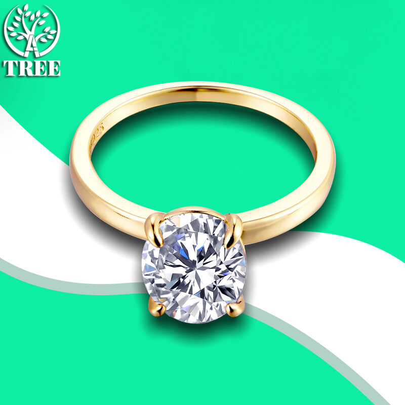ALITREE-anillos de moissanita de Color D ovalados para mujer, anillo de oro de plata de ley s925, accesorios de banda de boda, regalo de joyería fina, 3ct