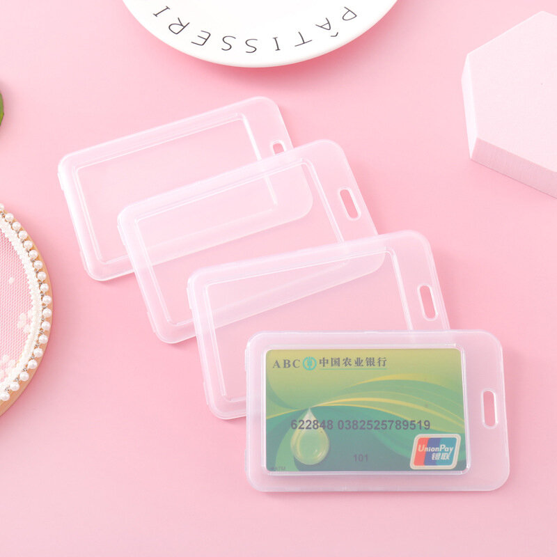 Funda de plástico transparente para tarjetas, funda Simple para tarjetas bancarias, accesorios de oficina, 1 unidad
