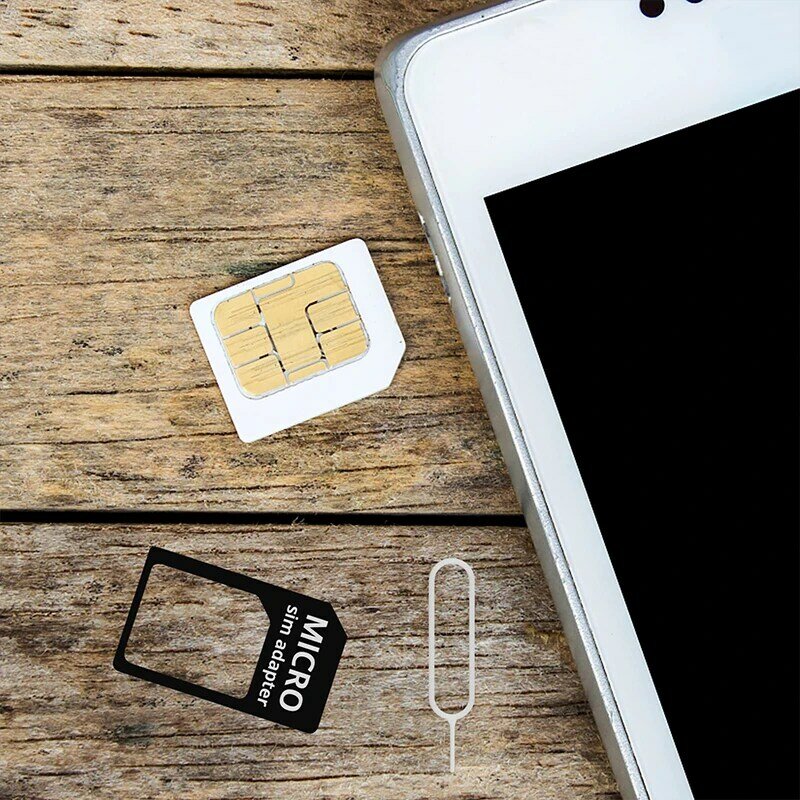 Sim card adaptador 4 em 1 kit conversor, 10 conjuntos, nano micro conversor padrão com bandeja de aço ejetar pino para smartphone