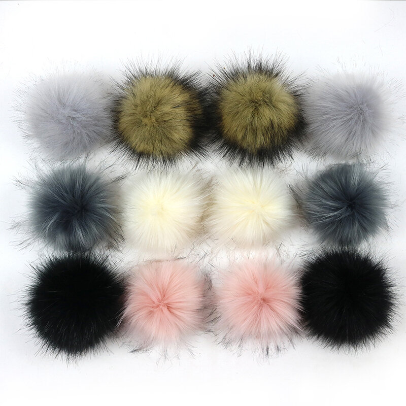 Imitação Foxes Fur Pompom para mulheres, bola de cabelo falsa colorida, Pom Poms, chapéu artesanal, acessórios de malha DIY, 10cm