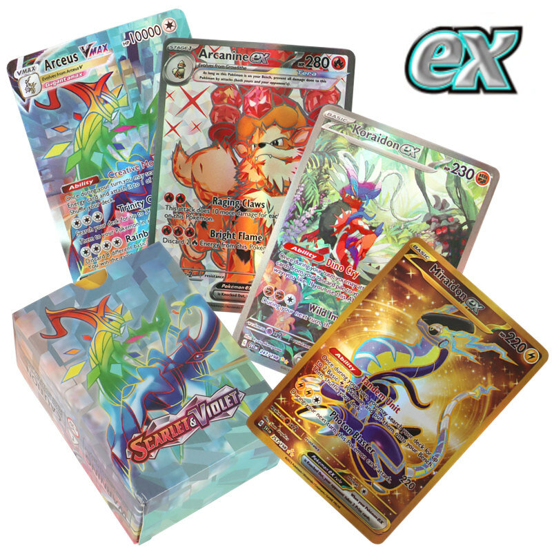 Cartes Pokemon Arceus Vstar Vmax, boîte métallique, SCARLET