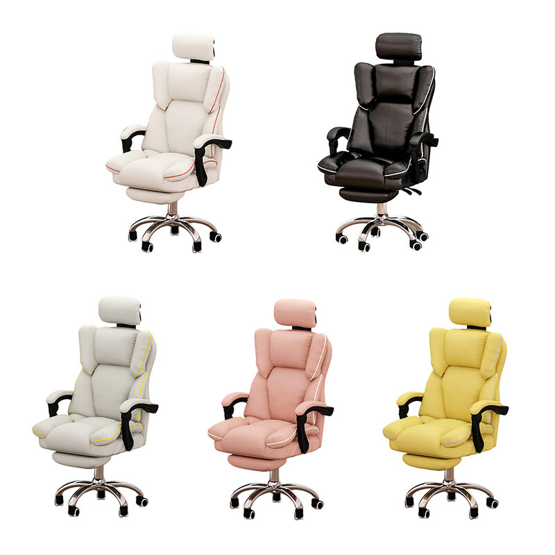 Kursi meja Game kulit PU dengan sandaran kepala, penopang pinggang tinggi dapat diatur desain ergonomis kursi komputer kantor dengan sandaran kaki