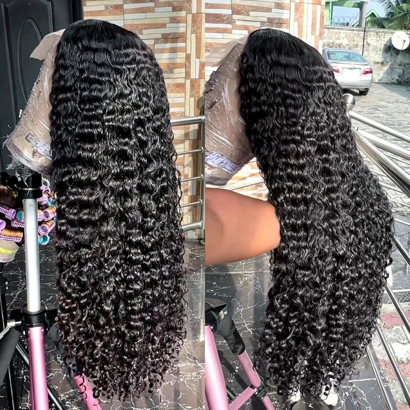 180% 13X6 Deep Wave Lace Front Wigs Transparent  Curly 13x4 Lace Frontal Wig 5x5 Glueless Wig Human Hair Ready To Go For Women