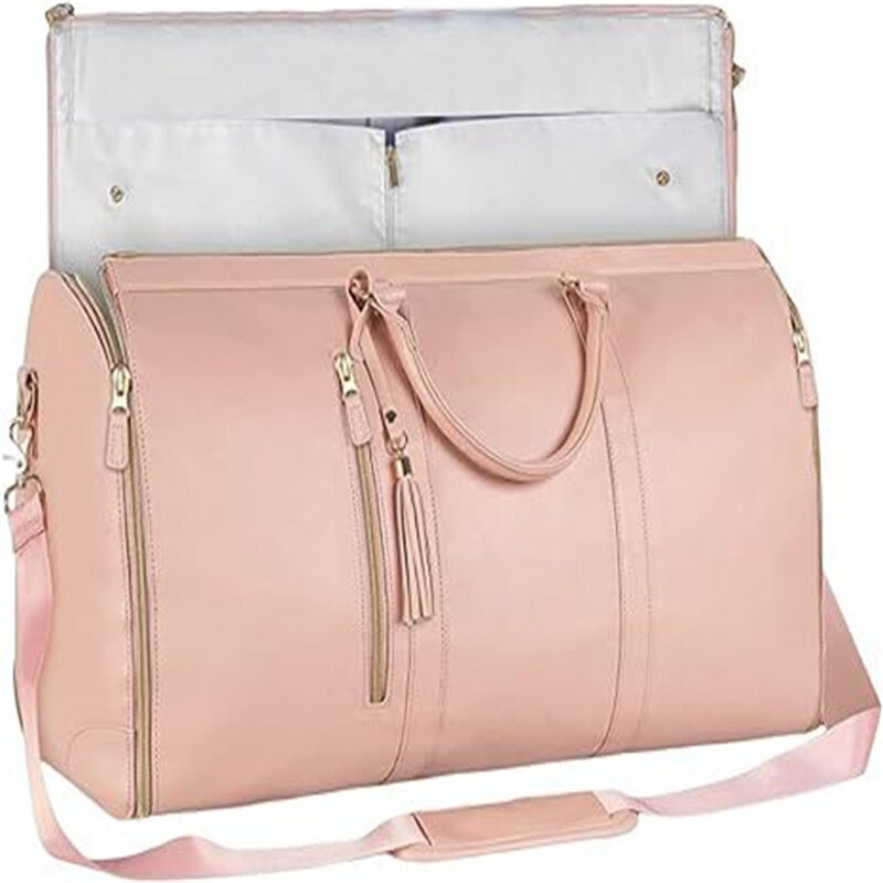 Large Capacity Travel Duffle Bag PU Leather Women Handbags Carry On Garment Shoulder Bag Outdoor Sport Women's Crossbody Bags