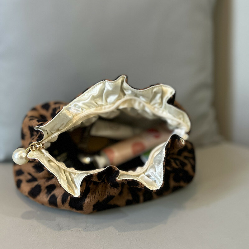 Mode Frauen Perle Reiß verschluss Make-up Tasche große Kapazität Toiletten artikel Reise veranstalter Beutel Damen Leopard gedruckt Make-up Taschen Geschenk