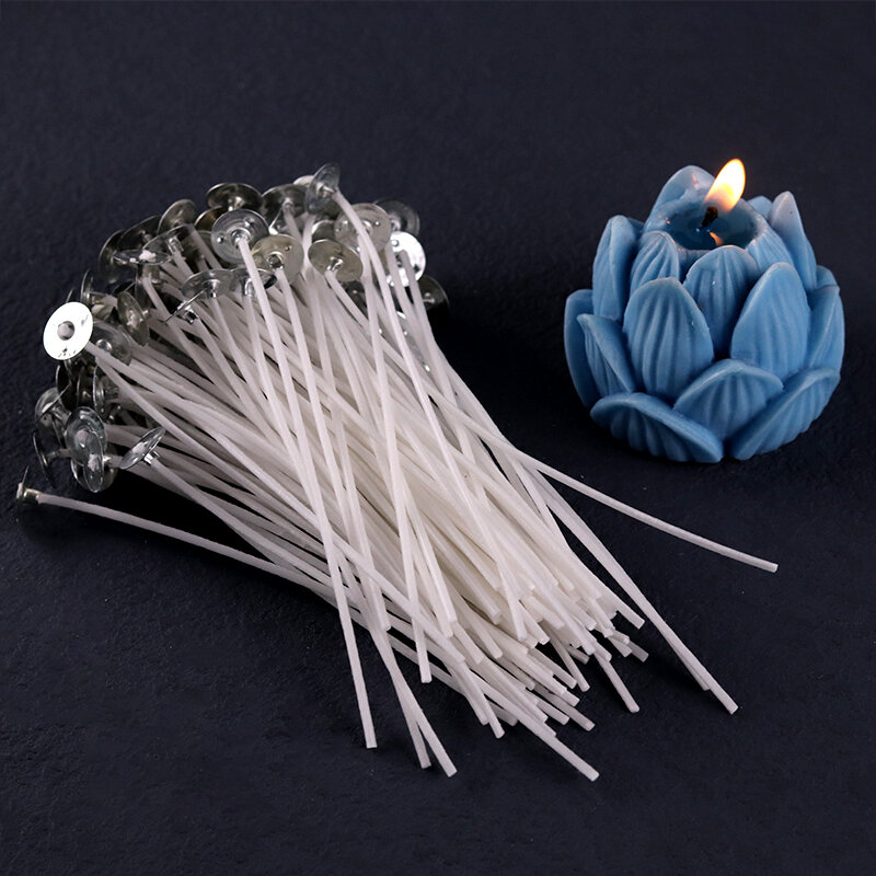 8-20 Cm Smokeless Candle Wick 100 Pre-Waxed Cotton Wick High Quality with Metal Support Piece DIY Handmade Candle Making Tools