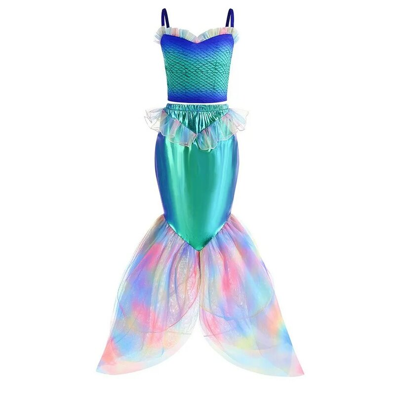 Suknia balowa Ariel dziewczynka mała syrenka kostium dla dzieci fantazyjne urodziny księżniczka sukienka luksusowa sukienka Cosplay Ariel dla dziewczynki